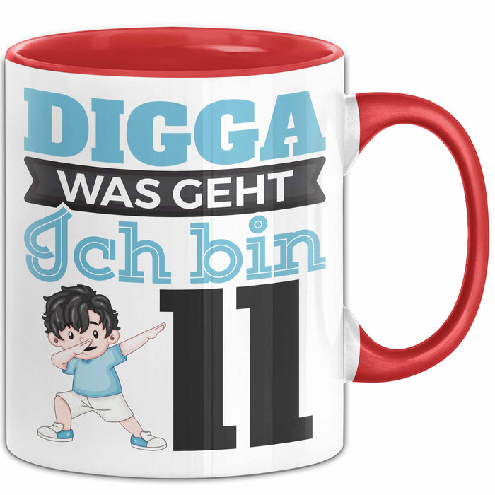 Digga Ich Bin 11 Tasse Jungs Geschenk 11. Geburtstag Lustig Rot Trendation