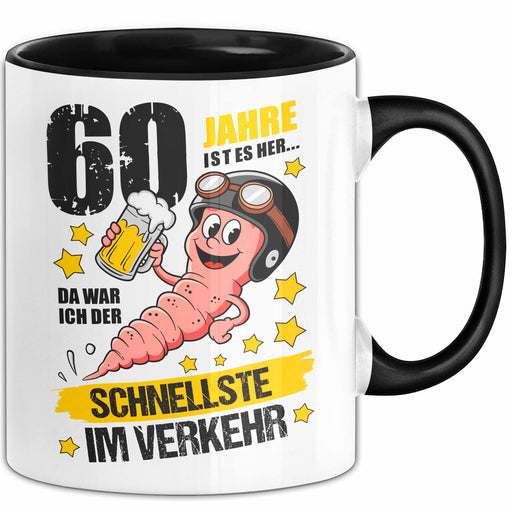 60. Geburtstag Tasse Geschenk Lustige Geschenkidee Spruch 60 Jahre Ist Es Her Da War Ich Der Schnellste Im Verkehr Schwarz Trendation