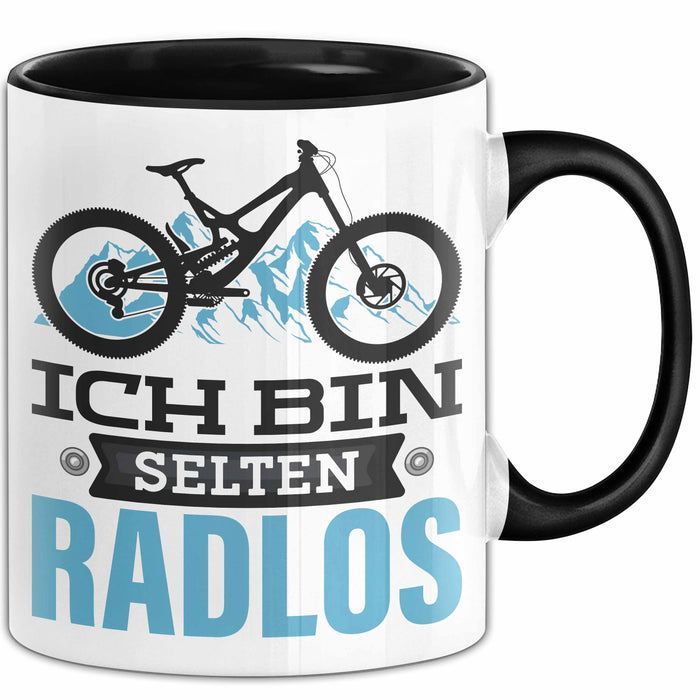 Radfahrer Tasse Geschenk Ich Bin Selten Radlos Fahrrad Spruch Schwarz Trendation