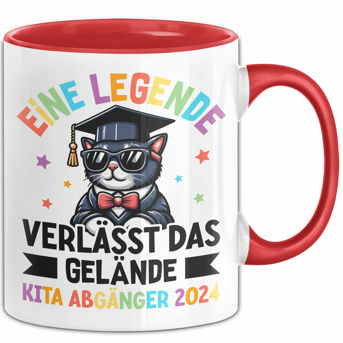 Einschulung Tasse Geschenk Kita Abgänger 2025 Eine Legende Geht Vom Gelände 1. Schultag Rot Trendation
