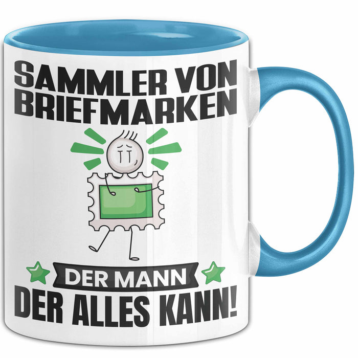 SammlervonBriefmarken Tasse Geschenk für SammlervonBriefmarken Der Mann Der Alles Kann Geschenkidee zum Geburtstag Blau Trendation