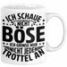 Lustiger Spruch Tasse Humor Sarkasmus Ich Schaue Nicht Böse Ich Grinse Nicht Nur Jeden Trottel An Kaffee-Becher Weiß Trendation
