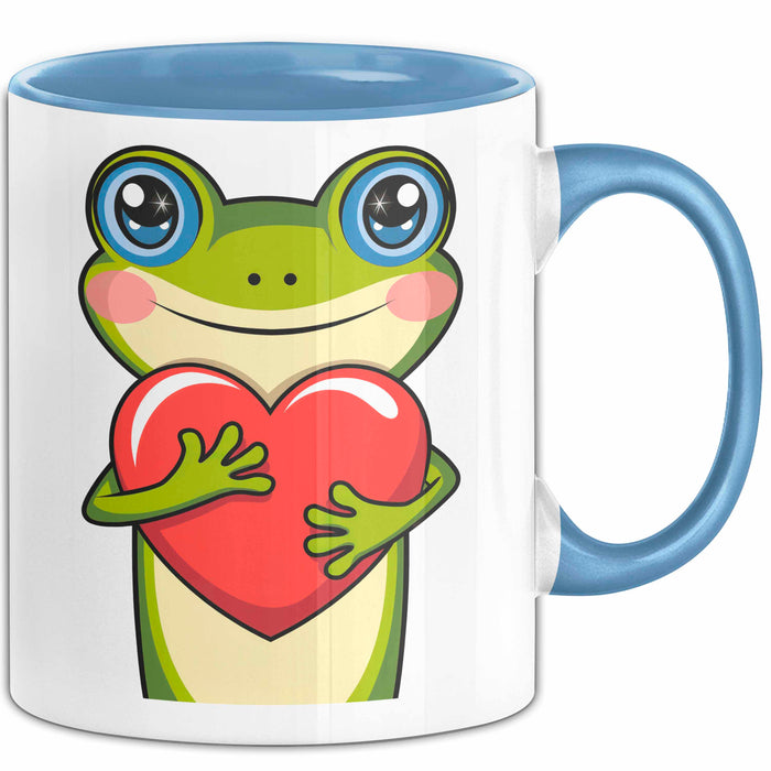 Frosch Herz Tasse Geschenk Lustige Geschenkidee Spruch Blau Trendation