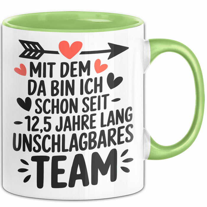 Romantische Pärchen Tasse Geschenk Team seit 12,5 Jahren Geschenkidee Lustig Grün Trendation