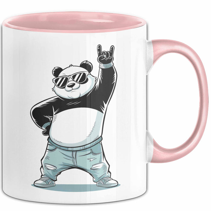 Panda Rock Musikliebhaber Musiker Tasse Geschenk Lustige Geschenkidee Spruch Rosa Trendation