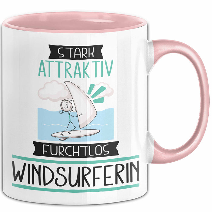 Windsurferin Tasse Geschenk Becher Stark Attraktiv Furchtlos Windsurferin Lustige Geschenkidee Rosa Trendation
