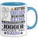 Jogger Geschenk Tasse Lustiger Spruch Erheben Sie Sich Der Jogger Betritt den Raum Blau Trendation