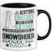 Snowshoer Geschenk Tasse Lustiger Spruch Erheben Sie Sich Der Snowshoer Betritt den Raum Schwarz Trendation