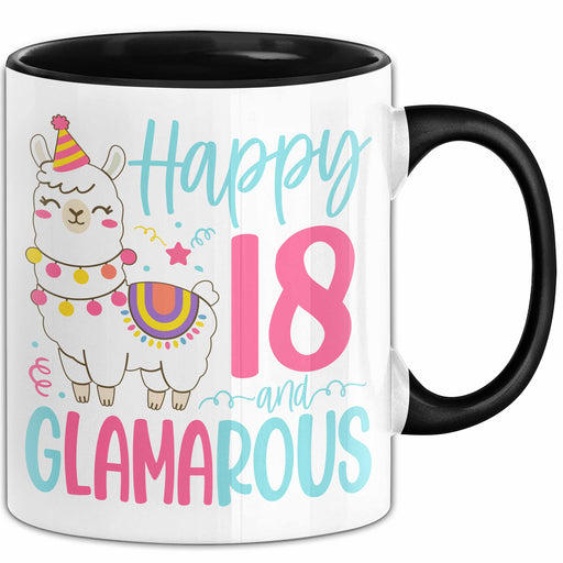 18er Geburtstag Tasse Geschenk Happy 18 And Glamarous Llama Alpaka Liebhaber Geschenkidee zum Geburtstag Trendation