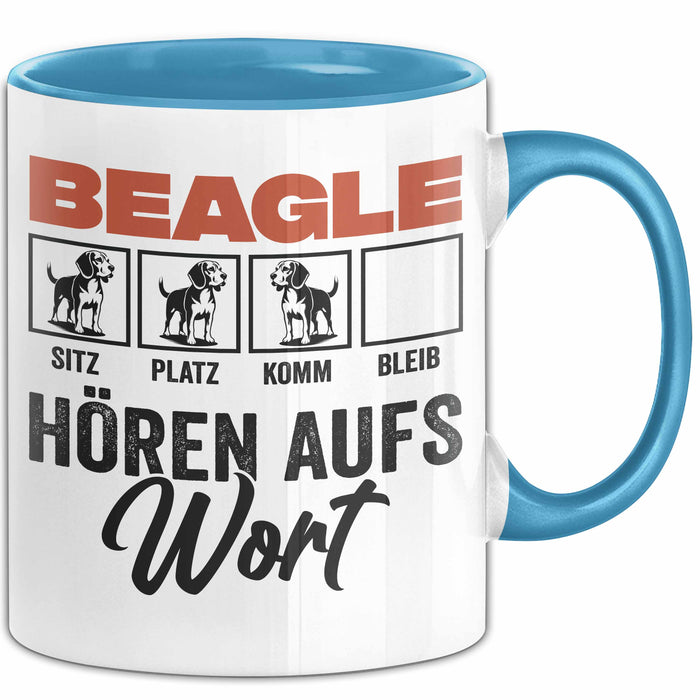 Beagle Hören Aufs Wort Tasse Geschenk Beagle Besitzer Mama Becher Blau Trendation