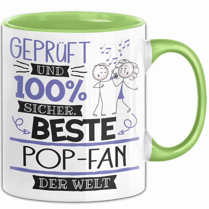 Beste Pop-Fan Der Welt Tasse Geschenk für Eine Pop-Fan Geprüft Und Sicher Geschenkidee Geburtstag Weihnachten Grün Trendation
