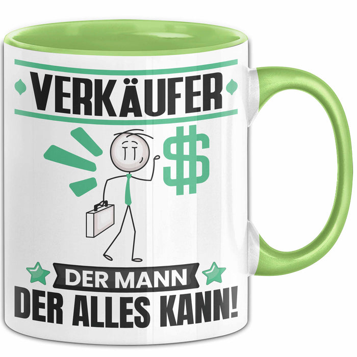 Verkäufer Tasse Geschenk für Verkäufer Der Mann Der Alles Kann Geschenkidee zum Geburtstag Grün Trendation