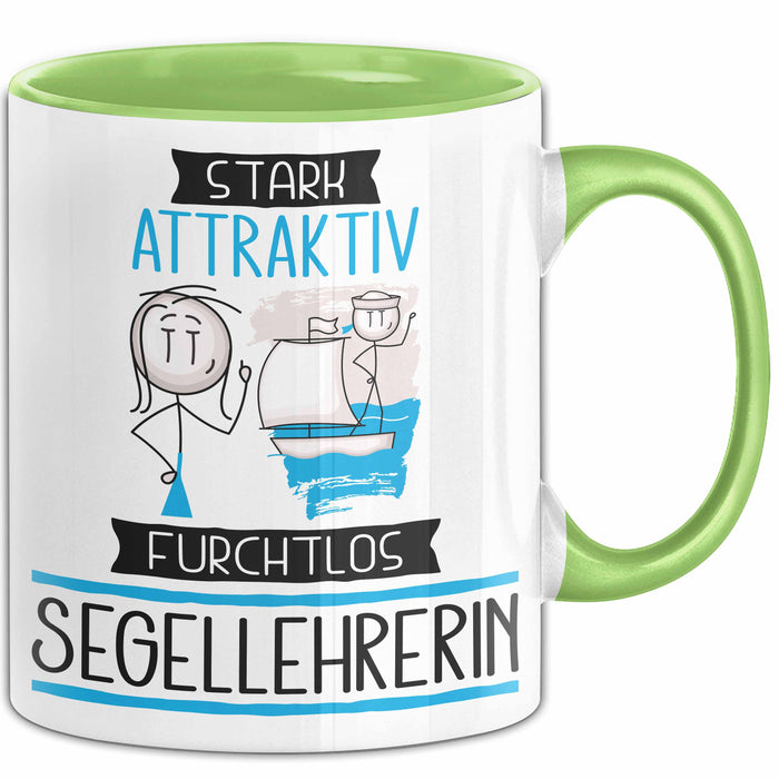 Segellehrerin Tasse Geschenk Becher Stark Attraktiv Furchtlos Segellehrerin Lustige Geschenkidee Grün Trendation