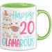 20er Geburtstag Tasse Geschenk Happy 20 And Glamarous Llama Alpaka Liebhaber Geschenkidee zum Geburtstag Grün Trendation