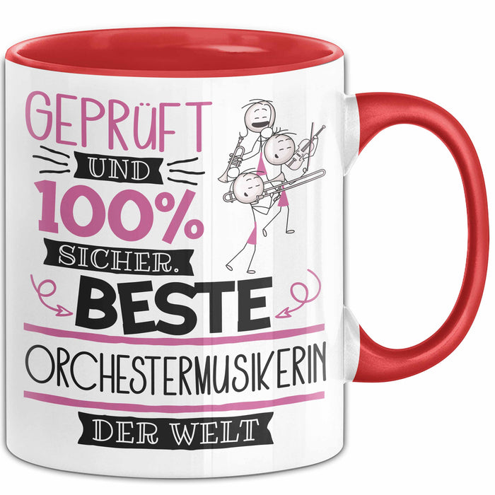 Beste Orchestermusikerin Der Welt Tasse Geschenk für Eine Orchestermusikerin Geprüft Und Sicher Geschenkidee Geburtstag Weihnachten Rot Trendation