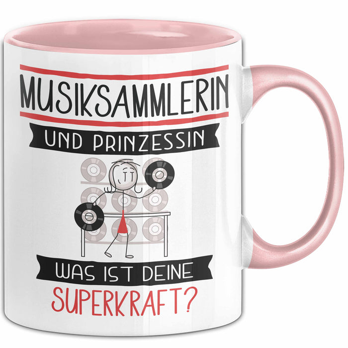 Musiksammlerin Und Prinzessin Tasse Geschenk Für Eine Musiksammlerin Geburtstag Was Ist Deine Superkraft Rosa Trendation