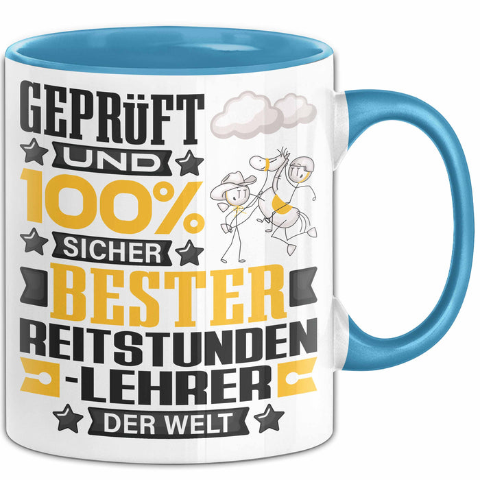 Reitstundenlehrer Geschenk Lustiger Spruch für Reitstundenlehrer Geschenkidee Bester Reitstundenlehrer Der Welt Blau Trendation