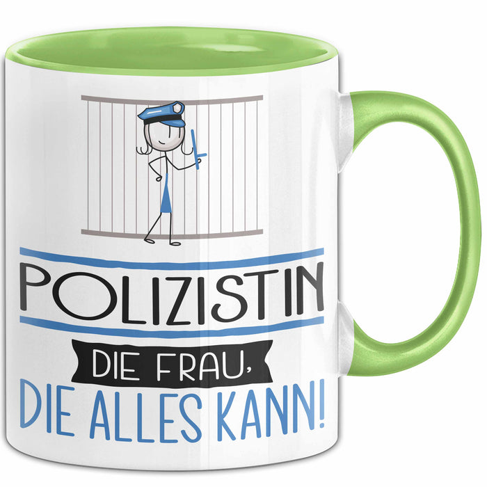 Polizistin Geschenk Tasse Becher Die Frau Die Allen Kann Geschenkidee für eine Polizistin Lustig Grün Trendation