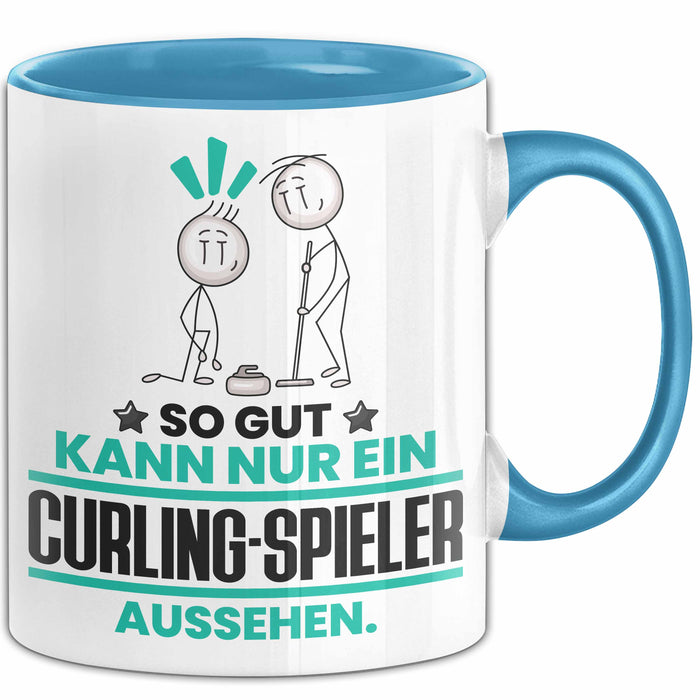 Curling-Spieler Geschenk Tasse So Gut Kann Nur Ein Curling-Spieler Aussehen Geschenkidee Kaffee-Becher Blau Trendation