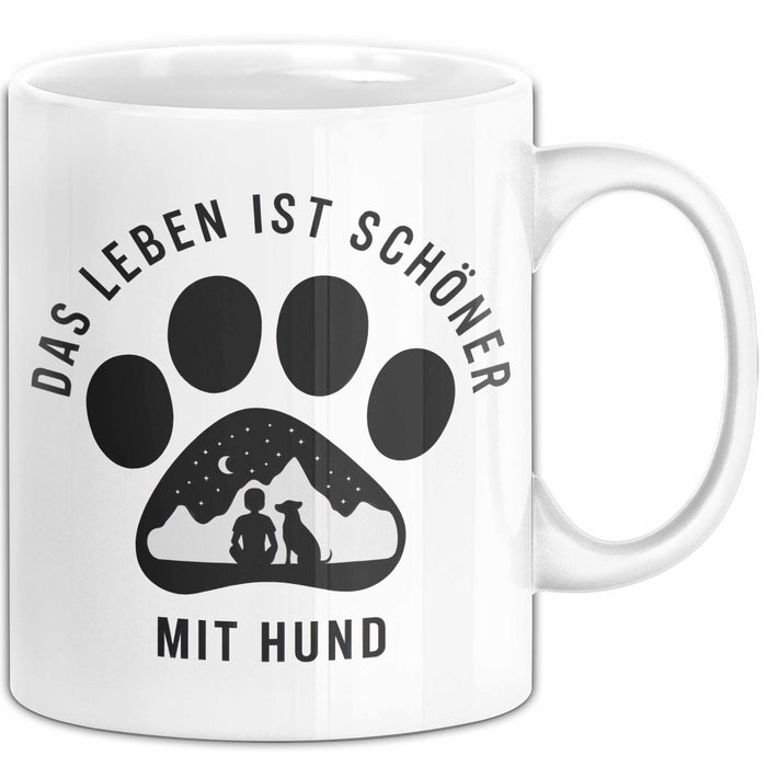 Hund Tierliebhaber Tasse Geschenk Lustige Geschenkidee Spruch Das Leben Ist Schöner Mit Hund Weiß Trendation