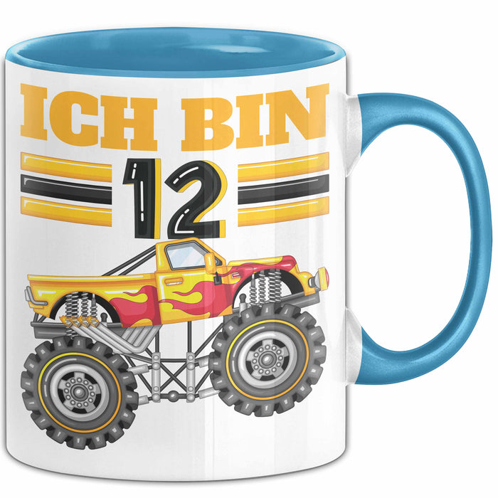 12. Geburtstag Geschenk Tasse Becher Jungs Trucks Geburtstagsgeschenk Ich Bin 12 Blau Trendation