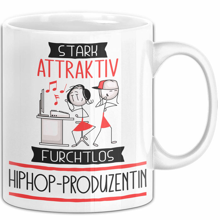 Hiphop-Produzentin Tasse Geschenk Becher Stark Attraktiv Furchtlos Hiphop-Produzentin Lustige Geschenkidee Weiß Trendation