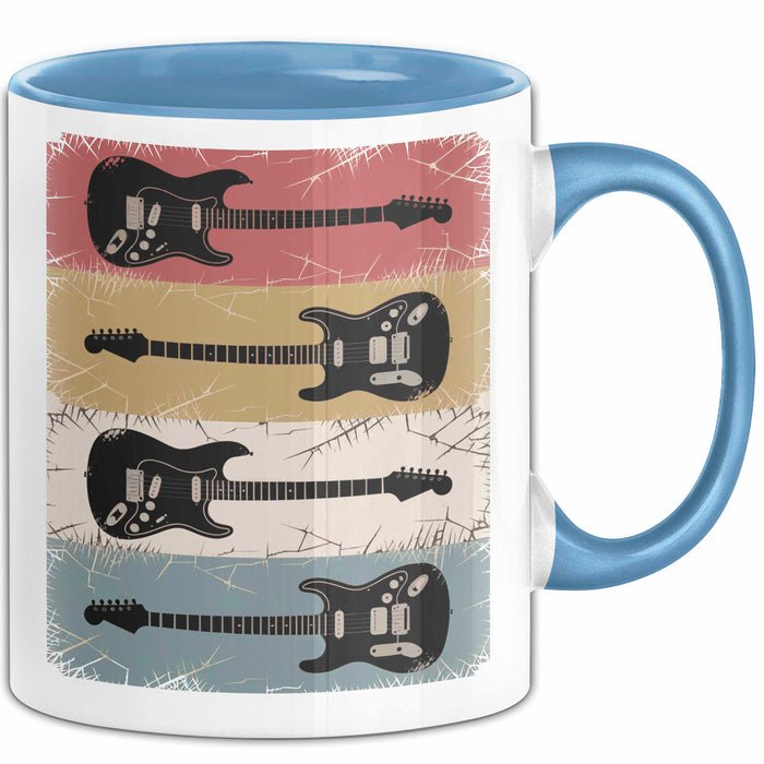 Gitarre Musik Retro Musiker Gitarrist Tasse Geschenk Lustige Geschenkidee Spruch Blau Trendation
