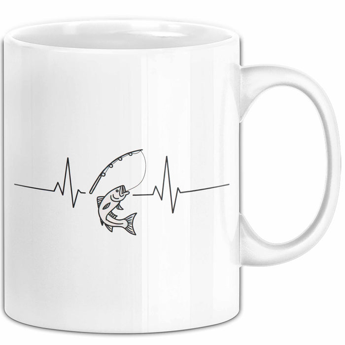 Angelliebhaber Fischer Herzschlag Tasse Geschenk Lustige Geschenkidee Spruch Weiß Trendation