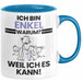 Enkel Geschenk Tasse Lustiger Spruch Ich Bin Enkel Warum Weil Ich Es Kann Geschenkidee Bester Enkel Geburtstag Kaffee-Becher Blau Trendation