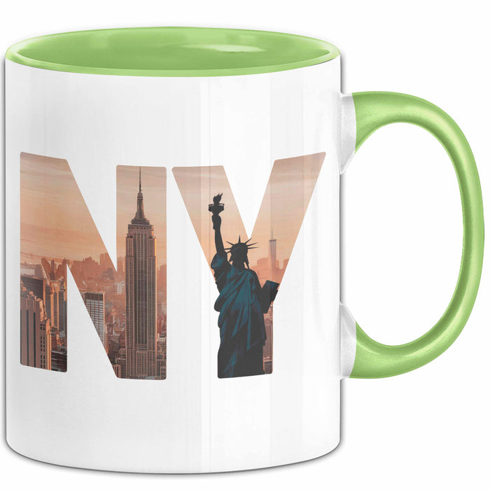 New York City USA Tasse Geschenk Lustige Geschenkidee Spruch Grün Trendation