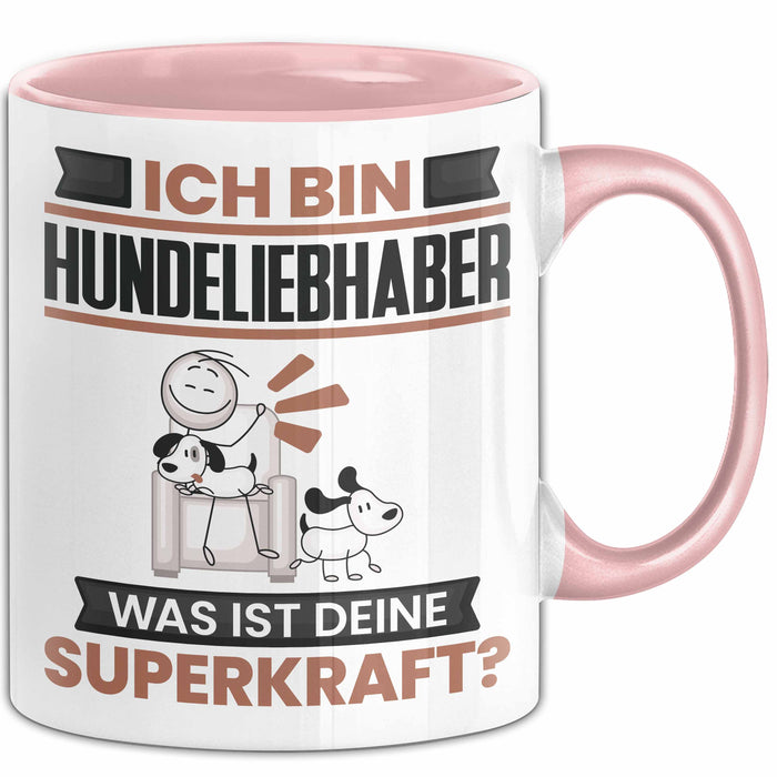 Hundeliebhaber Tasse Geschenk für Hundeliebhaber Geburtstag Lustiger Spruch Kaffee-Becher Was Ist Deine Superkraft Rosa Trendation