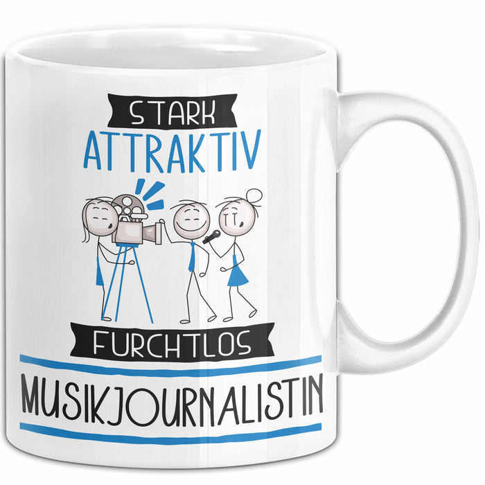 Musikjournalistin Tasse Geschenk Becher Stark Attraktiv Furchtlos Musikjournalistin Lustige Geschenkidee Weiß Trendation