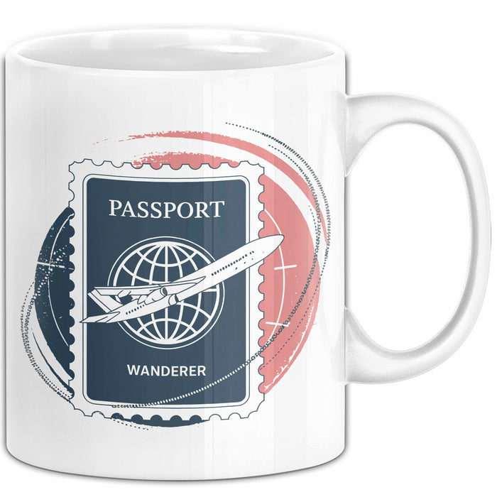 Weltenbummler Tasse Geschenkidee für Reisesüchtige Weiß Trendation