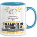 Trampolinspringer Geschenk Tasse Ich Bin Trampolinspringer Aber Sag Doch Einfach Superheld Lustige Geschenkdiee für Trampolinspringer Kaffee-Becher Blau Trendation
