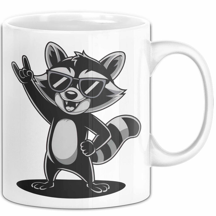 Waschbär Tierliebhaber Rockmusik Tasse Geschenk Lustige Geschenkidee Spruch Weiß Trendation