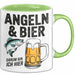 Angeln Fischer Bierliebhaber Tasse Geschenk Lustige Geschenkidee Spruch Angeln Und Bier Darum Bin Ich Hier Grün Trendation