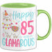 85er Geburtstag Tasse Geschenk Happy 85 And Glamarous Llama Alpaka Liebhaber Geschenkidee zum Geburtstag Grün Trendation