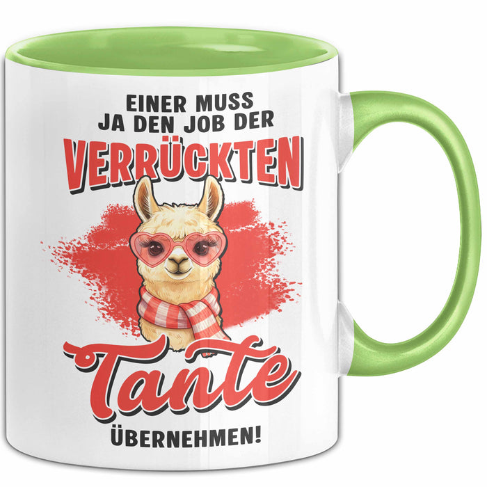 Beste Tante Nichte Neffe Tasse Geschenk Lustige Geschenkidee Spruch Einer Muss Ja Den Job Der Verrückten Tante Übernehmen Grün Trendation
