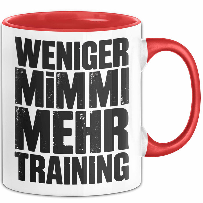 Fußballtrainer Fußballteam Tasse Geschenk Lustige Geschenkidee Spruch Weniger Mimimi Mehr Training Rot Trendation