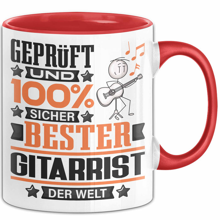 Gitarrist Geschenk Lustiger Spruch für Gitarrist Geschenkidee Bester Gitarrist Der Welt Rot Trendation