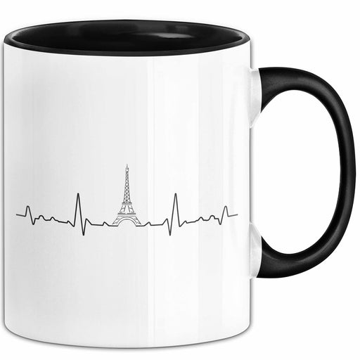 Frankreich Paris Eiffelturm Herzschlag Tasse Geschenk Lustige Geschenkidee Spruch Trendation