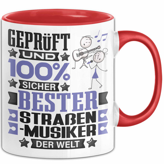 Straßenmusiker Geschenk Lustiger Spruch für Straßenmusiker Geschenkidee Bester Straßenmusiker Der Welt Rot Trendation