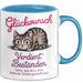 Schüler Abschluss Tasse Geschenk Lustige Geschenkidee Spruch Glückwunsch Verdient Bestanden Blau Trendation