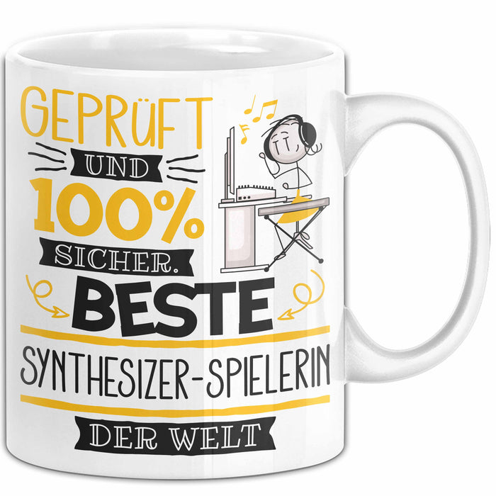 Beste Synthesizer-Spielerin Der Welt Tasse Geschenk für Eine Synthesizer-Spielerin Geprüft Und Sicher Geschenkidee Geburtstag Weihnachten Weiß Trendation
