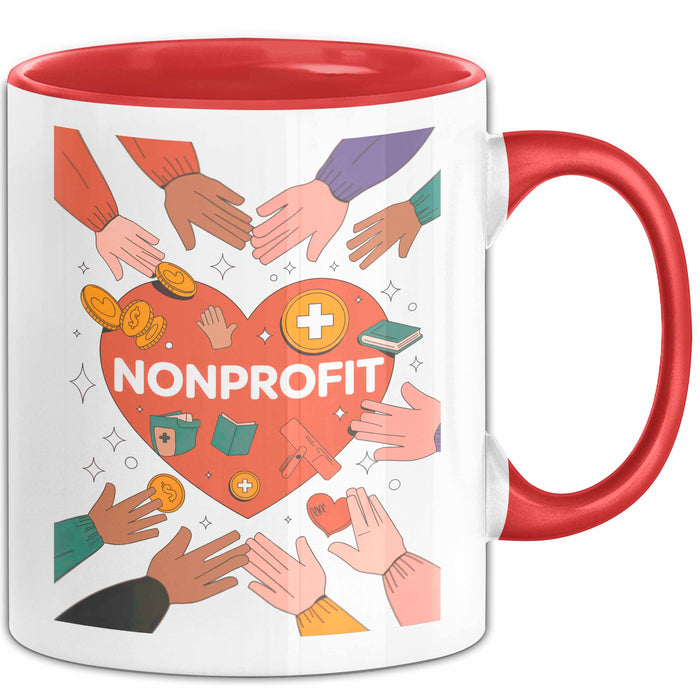 Nonprofit Mitarbeiter Tasse Geschenk Lustige Geschenkidee Spruch Für Gemeinschafts Helfer Rot Trendation