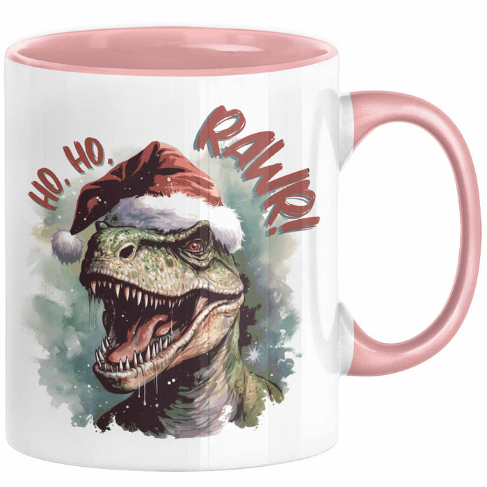 Weihnachten Tasse Dinosaurier Geschenkidee Ho Ho Rawr Jungs Jungen Geschenkidee Kaffeebecher Rosa Trendation