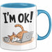 Katzen Tasse Geschenk Im Ok Lustige Geschenkidee Stress Burnout Blau Trendation