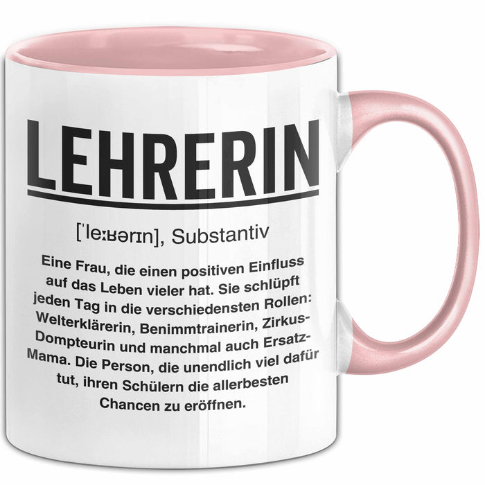 Unterricht Lehrer Wertschätzung Tasse Geschenk Lustige Geschenkidee Spruch Lehrerin Rosa Trendation