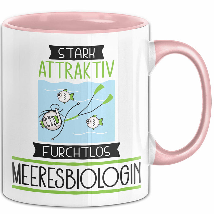 Meeresbiologin Tasse Geschenk Becher Stark Attraktiv Furchtlos Meeresbiologin Lustige Geschenkidee Rosa Trendation
