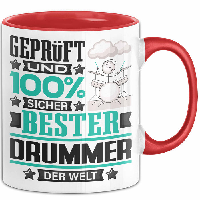 Drummer Geschenk Lustiger Spruch für Drummer Geschenkidee Bester Drummer Der Welt Rot Trendation